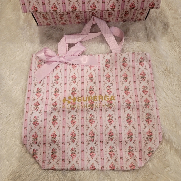 NEW LOVESHACKFANCY X SUPERGA Floral TOTE with ribbon bow. - Picture 5 of 5